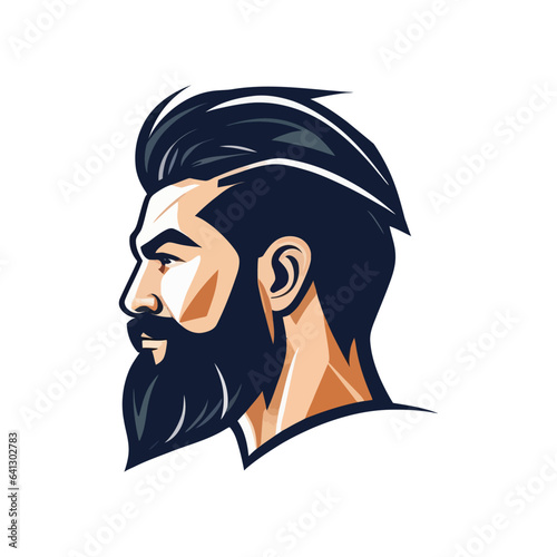 bearded hipster man head in portrait side view