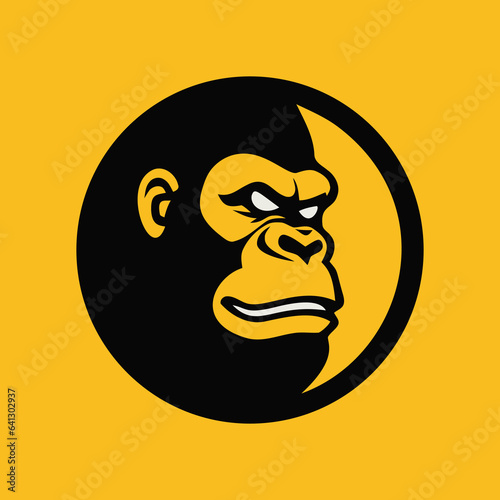 gorilla head portrait silhouette in black color