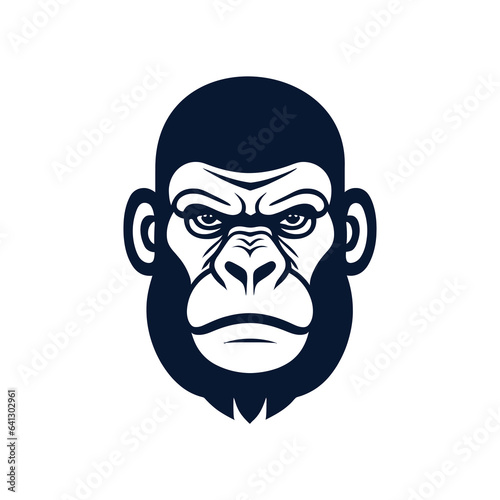 gorilla head portrait silhouette in black color