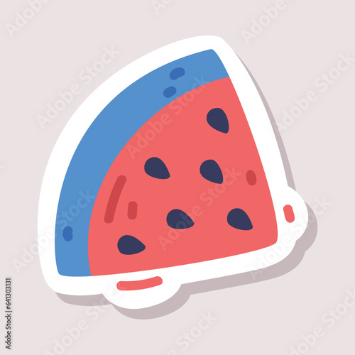 Fresh Watermelon Slice as Creative Element and Sticker Isolated on White Background Vector Illustration