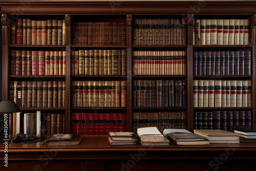 Law Library. Rows of Books and Legal References in a Law Firm photo