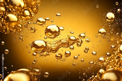 water drops in golden color generated by AI technology