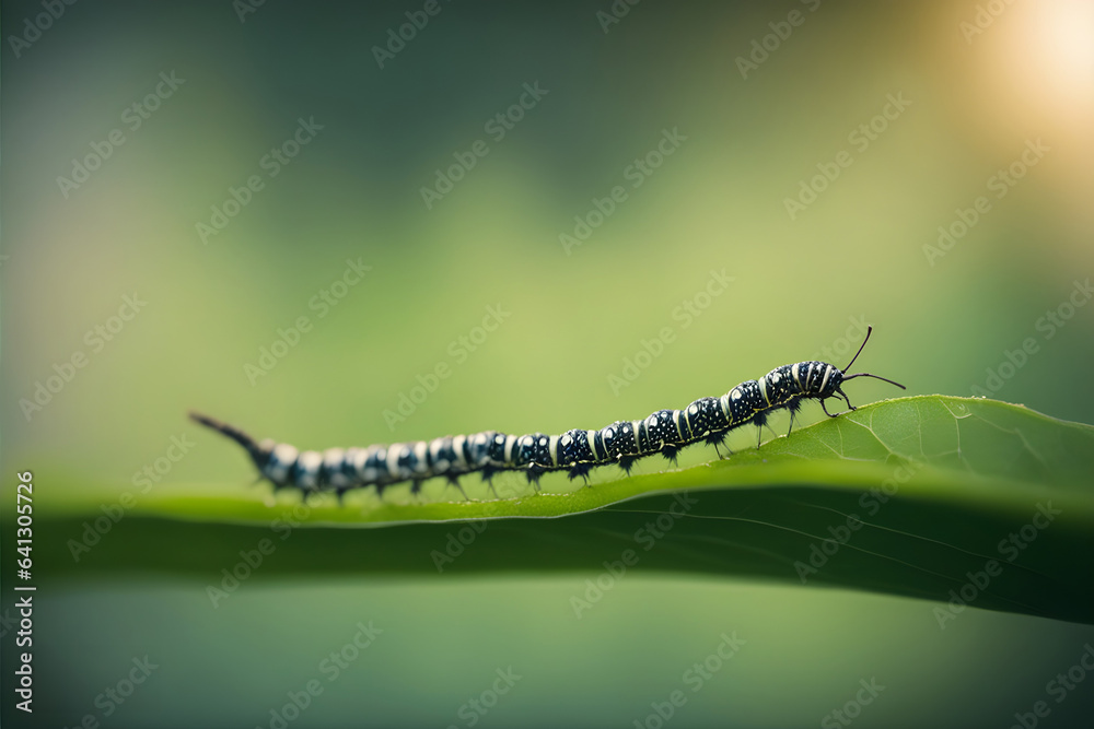 Caterpillar of the butterfly (Cethosia cyane). Ai generative Caterpillar of the butterfly (Cethosia cyane). Ai generative