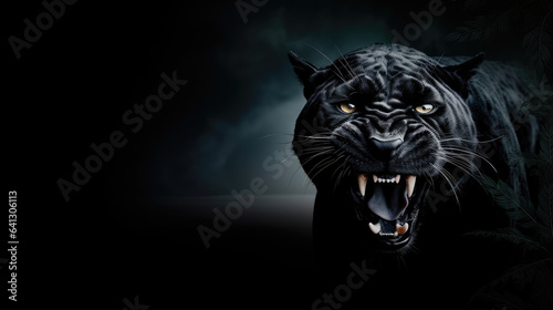 Illustration of panther on a black background © Veniamin Kraskov
