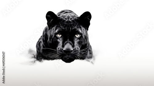 Illustration of panther on a white background with copy space © Veniamin Kraskov