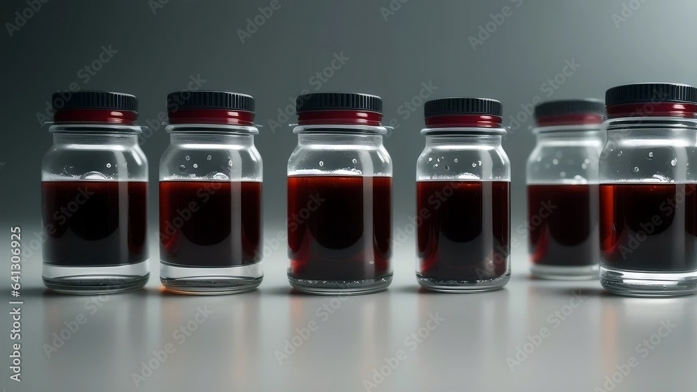 Liquid medicine vial with dark background Liquid medicine vial with dark background