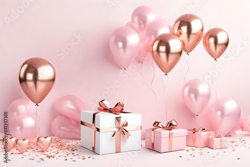 gift box with balloons