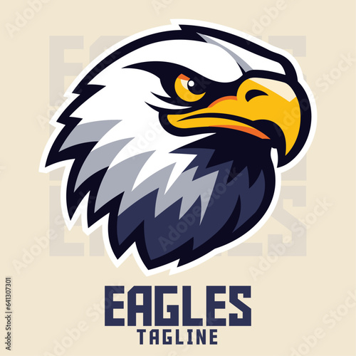 Classic Eagle: Illustration, Vector Graphic, Logo, Mascot for Sport and E-Sport Gaming Teams with a vintage eagle Mascot head. 