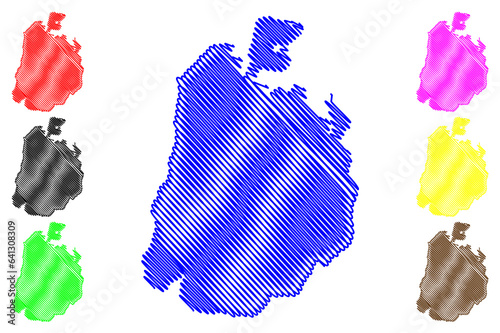 Lake Langano (Africa, Federal Democratic Republic of Ethiopia) map vector illustration, scribble sketch map