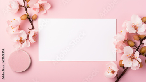 Flat lay composition with card and products for decoration