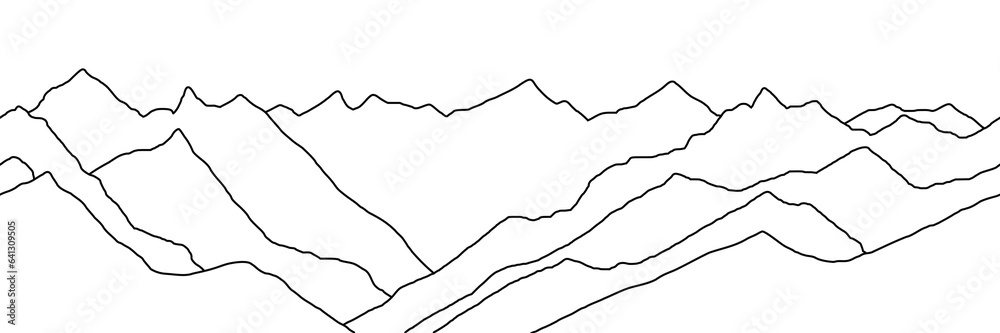 Curved lines, seamless border, imitation of mountain ranges, vector background, minimalism