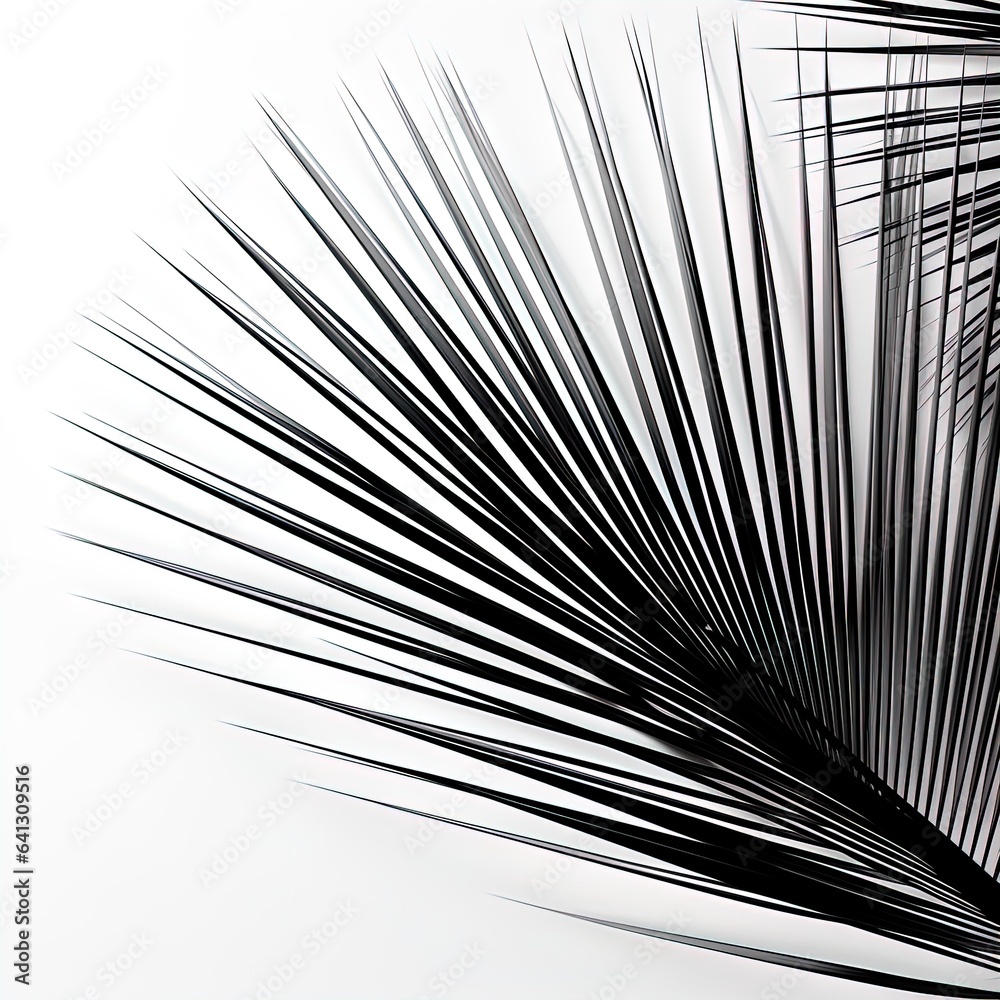 Fototapeta premium abstraction palm leaves, black and white on white background.