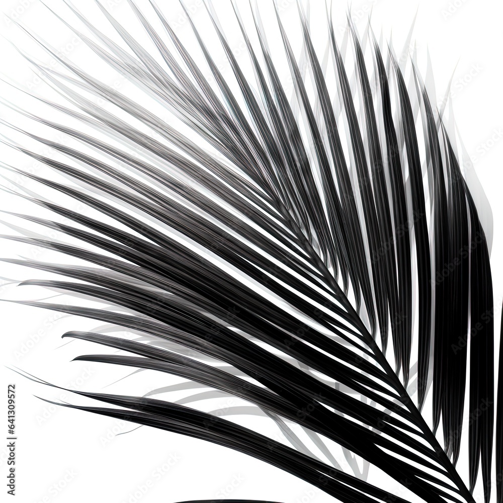 Obraz premium abstraction palm leaves, black and white on white background.