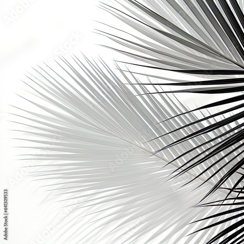 abstraction palm leaves  black and white on white background.