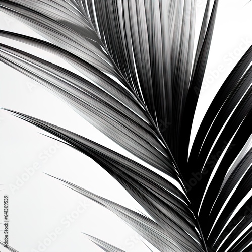 abstraction palm leaves, black and white on white background.