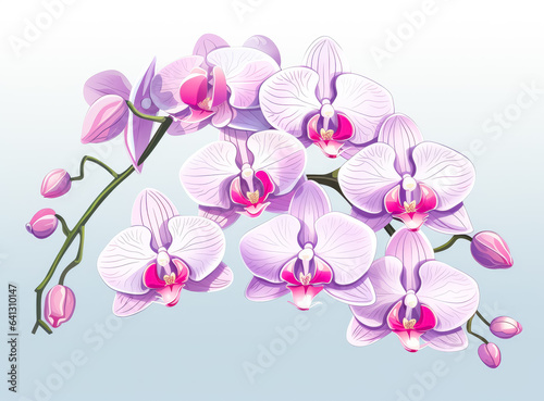 Pink and beige Orchid purple flowers, Orchid stems, orchid flower texture. © Saulo Collado