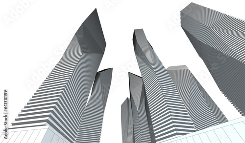 Abstract architecture vector 3d drawing
