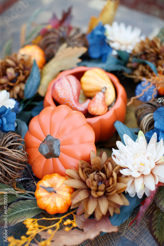 Autumn still life with pumpkin and vegetables