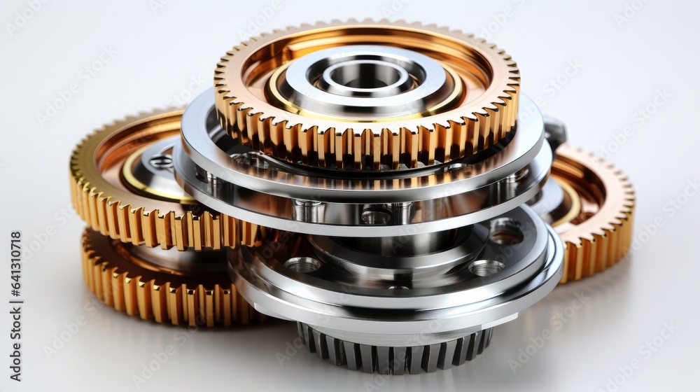 Gears on a white background concept car service. Generative AI. Gears on a white background concept car service. Generative AI.