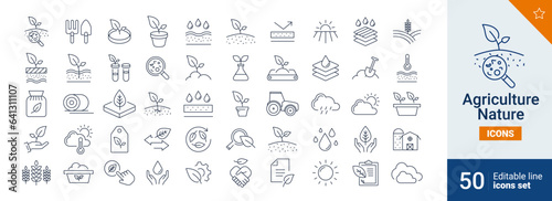 Stampa su tela Agriculture icons Pixel perfect. Nature, biology, water, ....