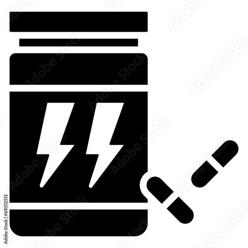 Supplements icon often used in design, websites, or applications, banner, flyer to convey specific concepts related to gym and fitness.