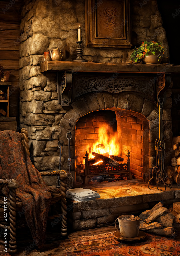 Fire in the fireplace, fire burning in a wood in burning fireplace. Fire in the fireplace, fire burning in a wood in burning fireplace.
