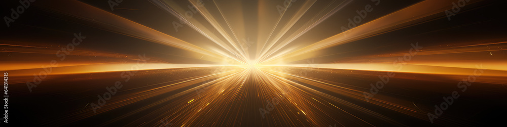 Obraz premium Light rays on dark background, large format banner