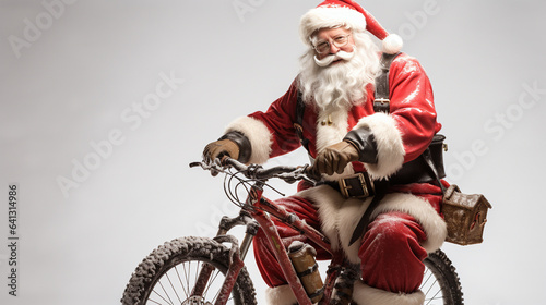santa claus riding a bicycle, christmas, generative ai © bruno