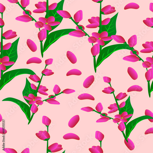 Panicle of Pink Flower and Petal Pattern, Tile