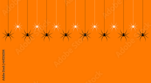 Hanging spiders background. Background for Halloween.