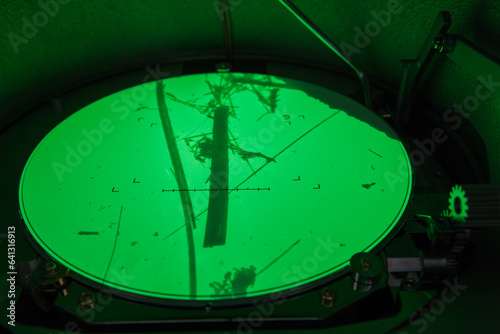 Actinolite fibers (asbestos variety) seen on the fluorescent screen of a transmission electron microscope (TEM), x5 000 magnification. Environmental laboratory specialised in asbestos photo