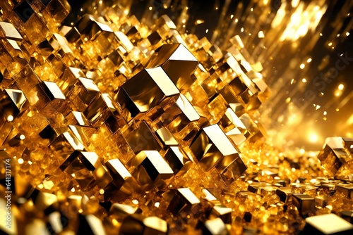 golden background with lights generated by AI technology © abdur