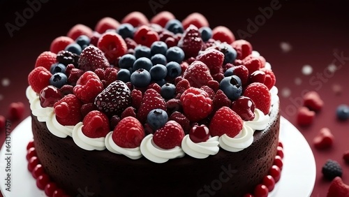 chocolate cake with fruit berries