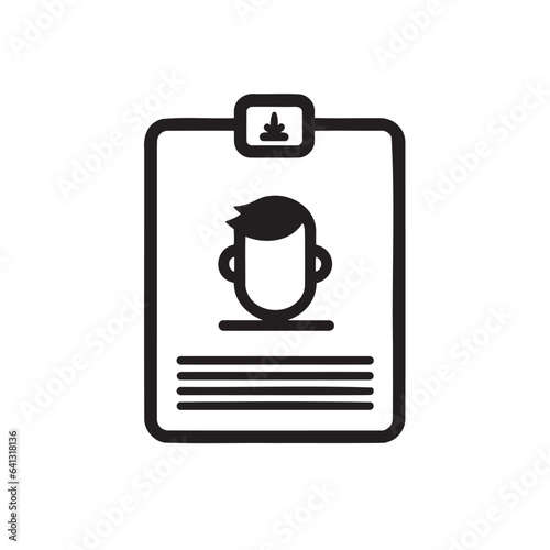 Identification card icon. Black and white illustration