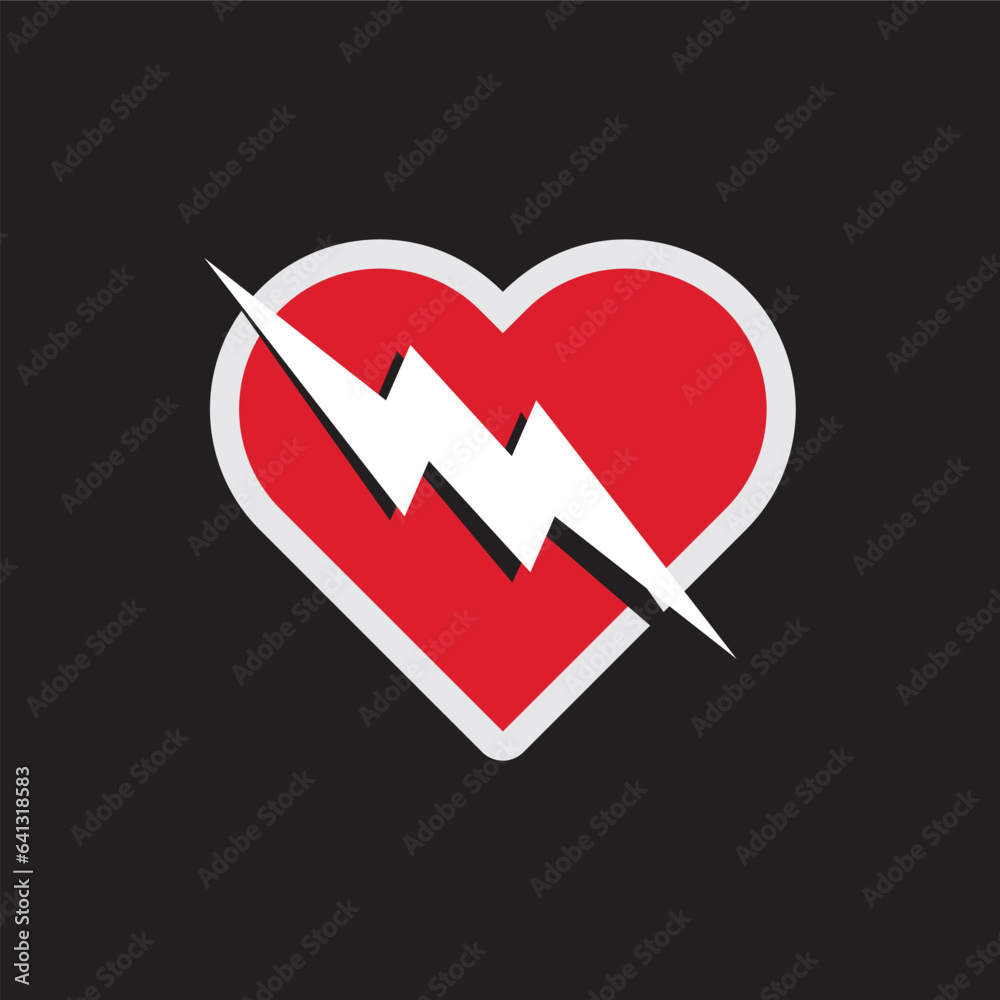 Heart Break Lightning Thunderbolt Vector Logo