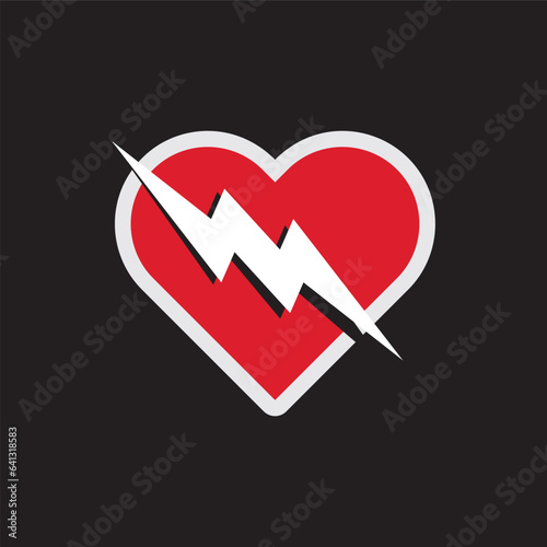 Heart Break Lightning Thunderbolt Vector Logo