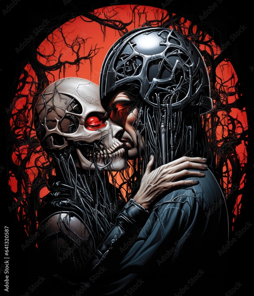 Skulls and bones in mystical and horrifying atmosphere of netherworld Skulls and bones in mystical and horrifying atmosphere of netherworld