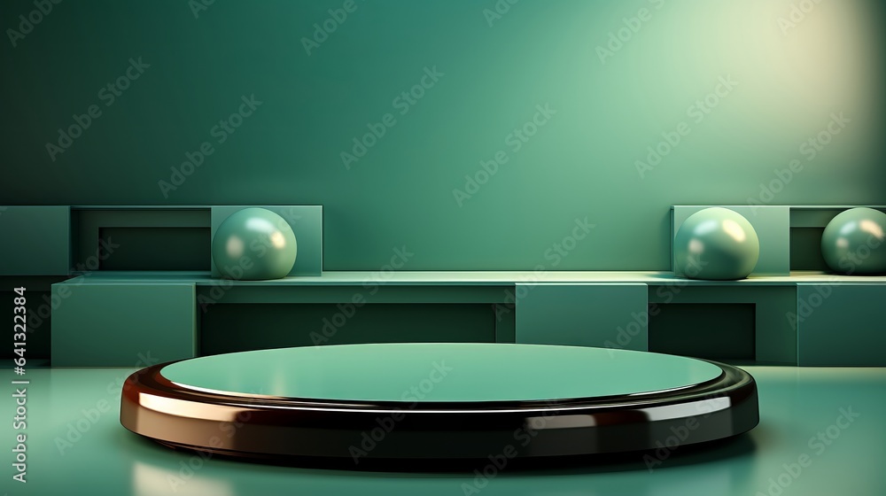 Podium mint background empty platform abstract pedestal. Generative AI. Podium mint background empty platform abstract pedestal. Generative AI.