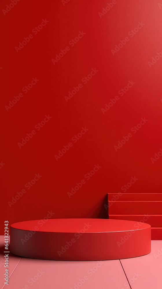 red product display stand background with sunlight and leaves red product display stand background with sunlight and leaves