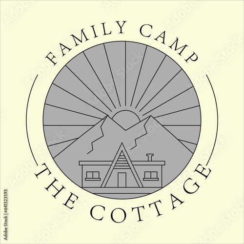 cabin or cottage logo line art simple minimalist vector illustration template icon graphic design
