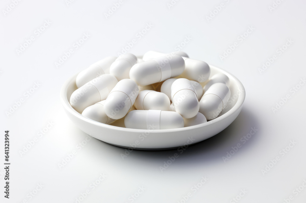 Pills and capsules in a bowl Pills and capsules in a bowl