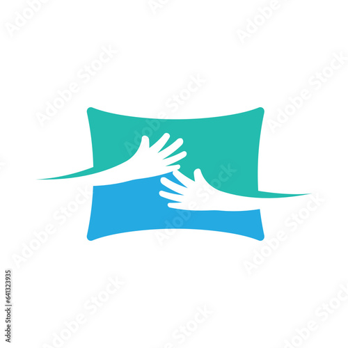 Bed and pillow logo illustration vector design
