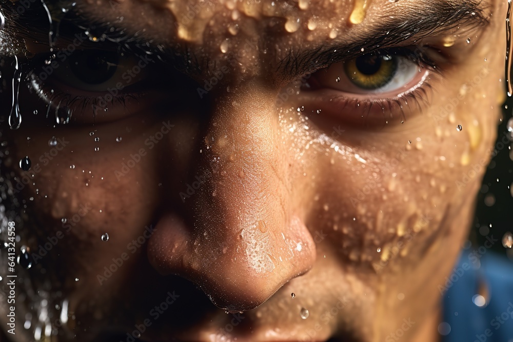 extreme close up of a professional athlete focus in his eyes, Generative AI