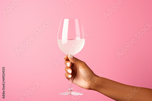 A woman's hand holding a wine glass