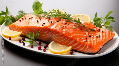 Culinary Delight: the Freshness of a Single Salmon Loin. Generative AI.