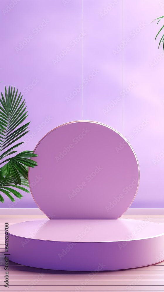 purple product display stand background with sunlight and leaves purple product display stand background with sunlight and leaves