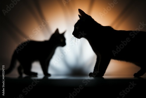 Lithe 3D kittys shadow elegantly rendered against backdrop in art