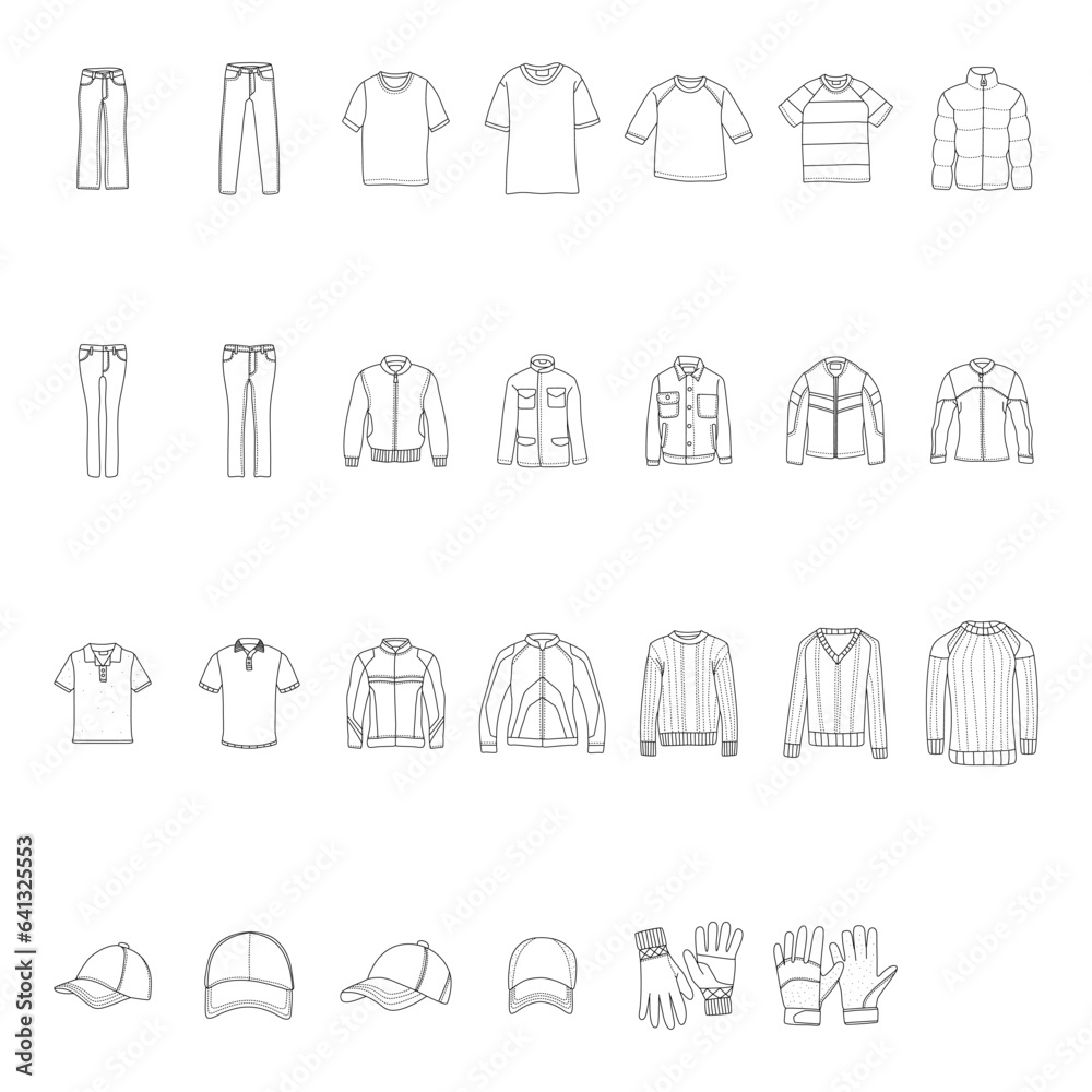 fashion and clothing icons vector doodle collection