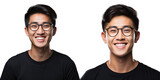 Close up portrait of a smiling Asian teen wearing a T shirt