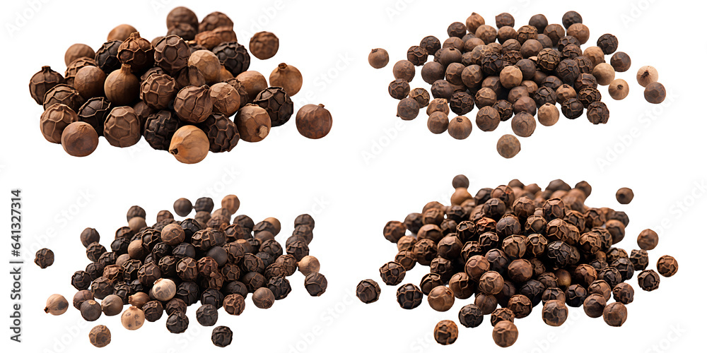 Fresh organic delicious cubeb pepper set isolated on transparent